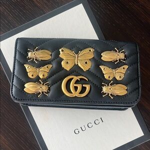 Gucci Black and Gold Insect Mini Bag Purse